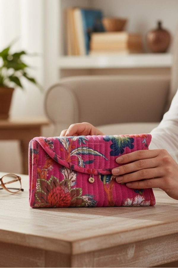 PREORDER Cora Pink Velvet Jewelry Pouch