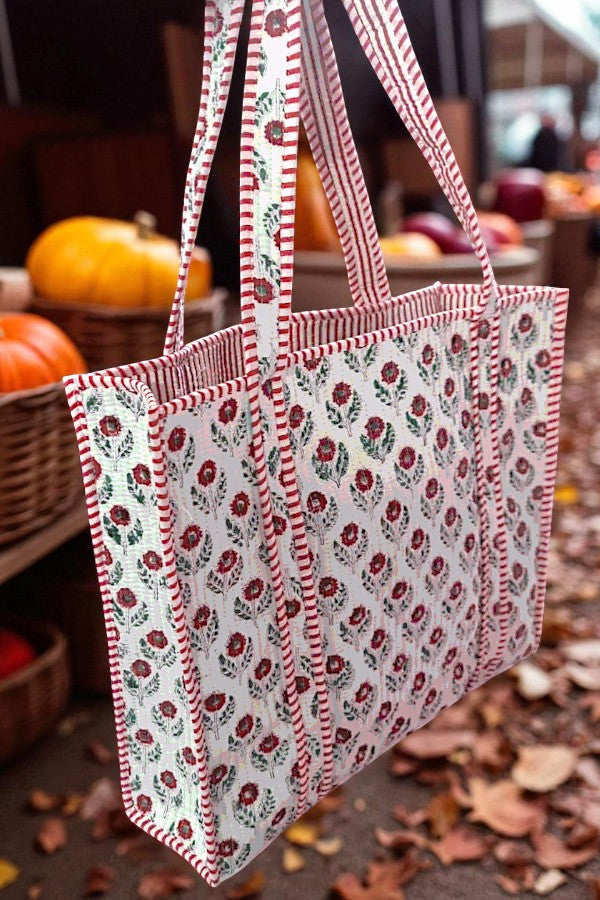 PREORDER Sullivan Red and White Floral Tote Bag