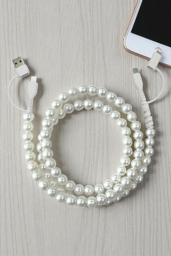 PREORDER Updated White Pearl Cord Phone Charger