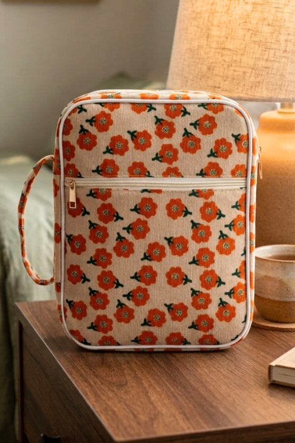 Joanna Orange Floral Zipper Bible Cover PREORDER