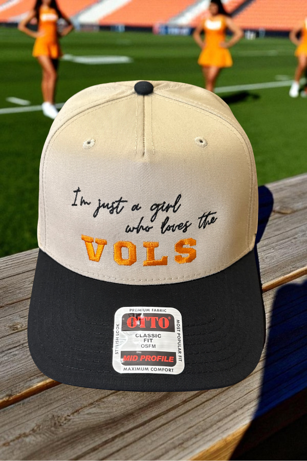 PREORDER Vols I’m Just a Girl Khaki/Black Embroidered Hat