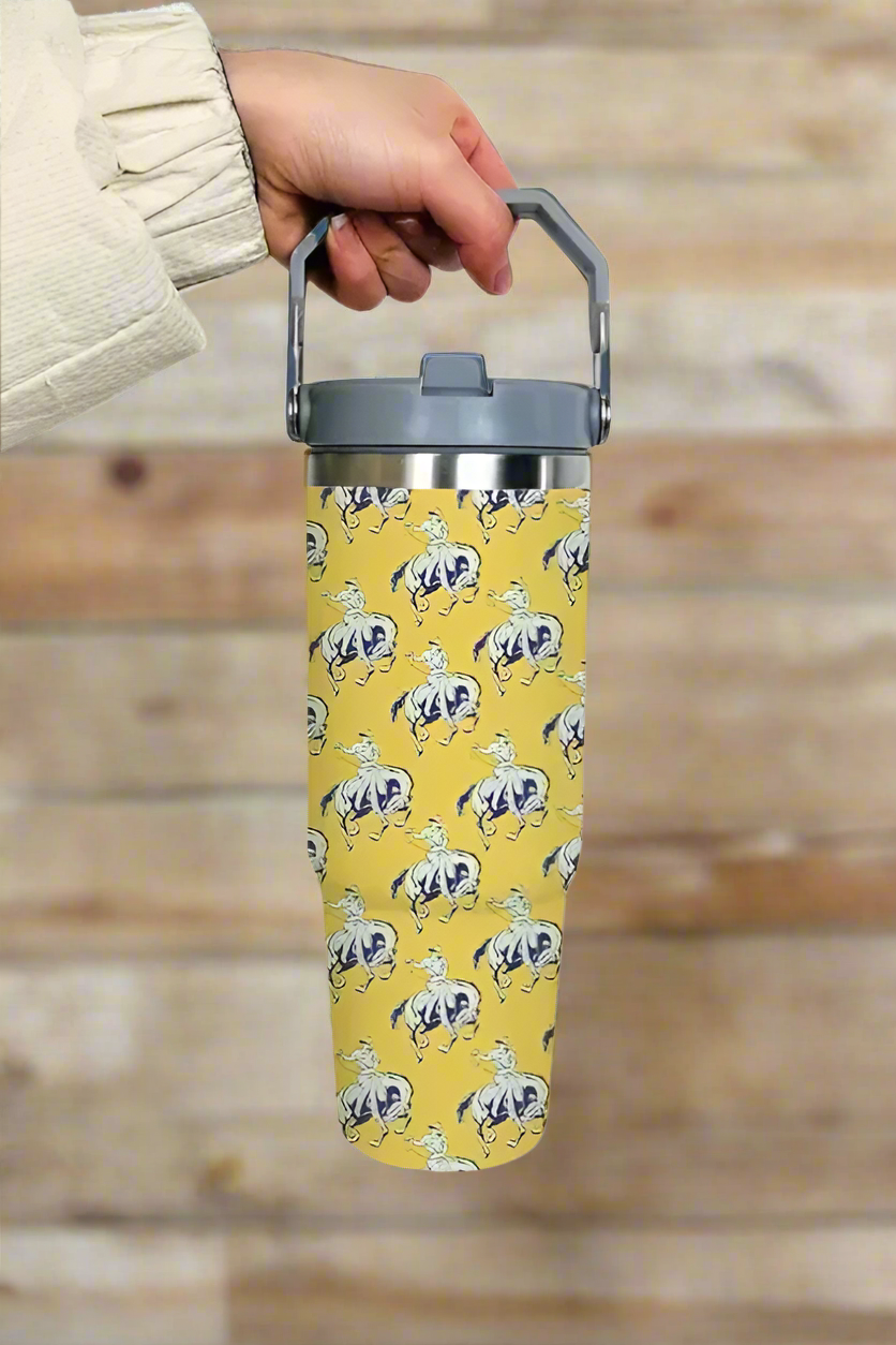 Yellow Retro Western Print Tumbler