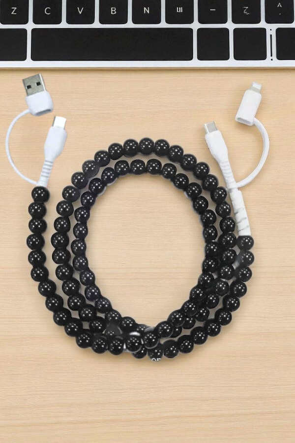 PREORDER Updated Black Beaded Cord Phone Charger