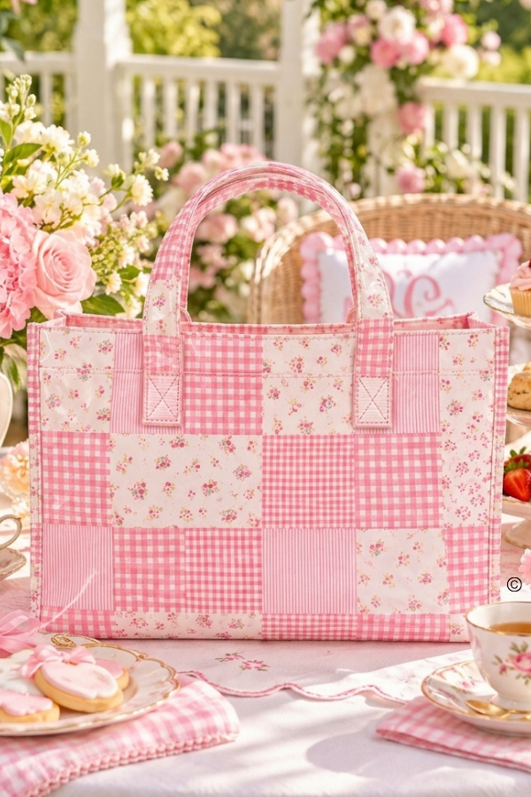 The Patchwork Picnic Vinyl Tote Bag© PREORDER