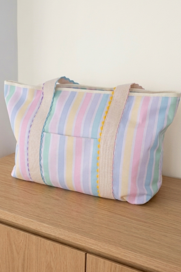 PREORDER Aurora Pastel Striped Canvas Tote Bag