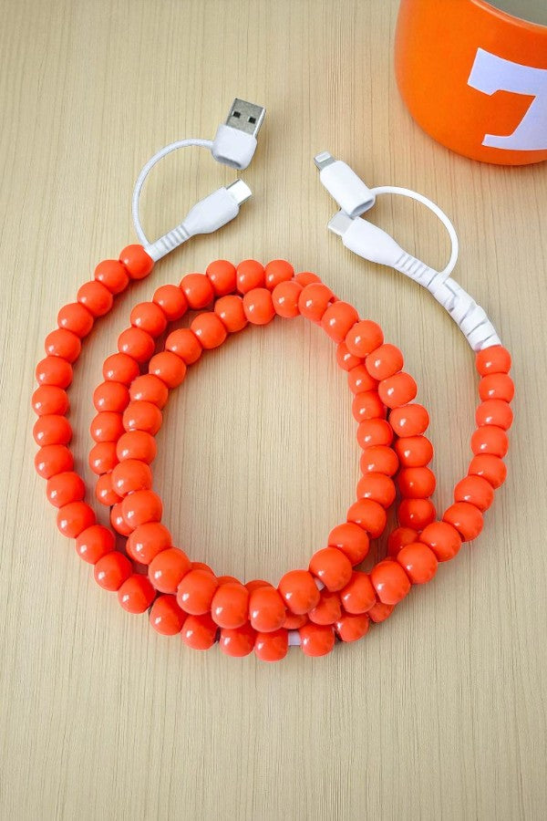 PREORDER Updated Orange Beaded Cord Phone Charger