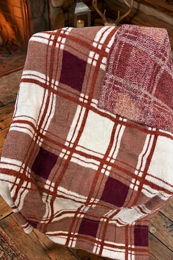Amber Glow Brown Plaid Blanket