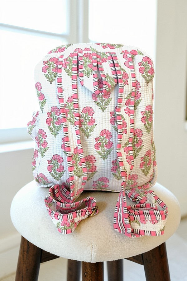 Cassie Pink Floral Print Backpack