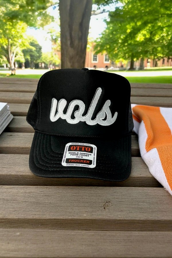 Vols Script Black Embroidered Trucker Hat