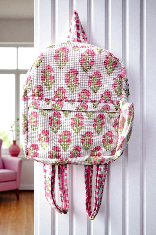 Cassie Pink Floral Print Backpack