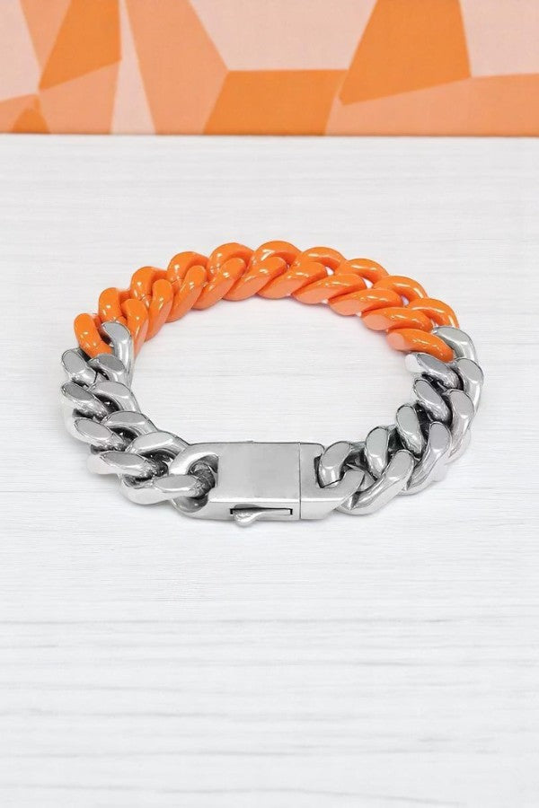 PREORDER Victoria Orange and Silver Link Bracelet
