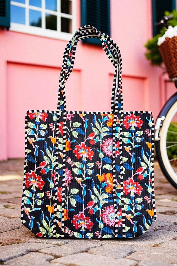 PREORDER Lennox Black Floral Tote Bag