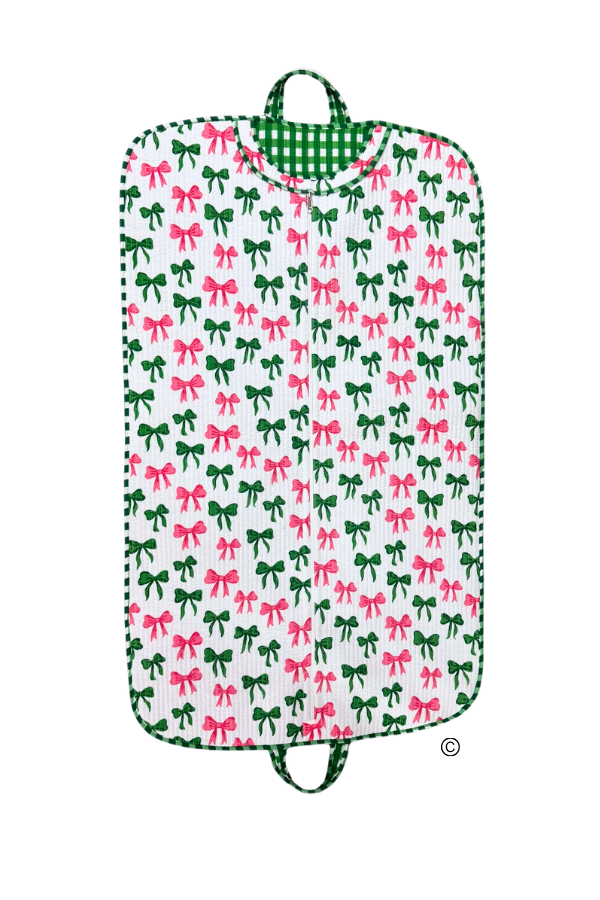 Southern Belle Green and Pink Bow Garment Bag