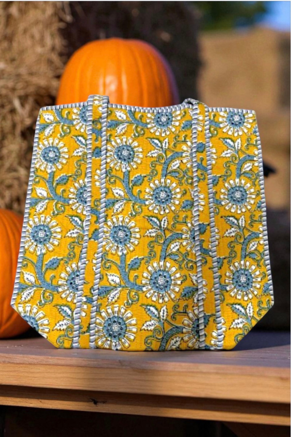 Rourke Yellow Floral Patterned Tote Bag