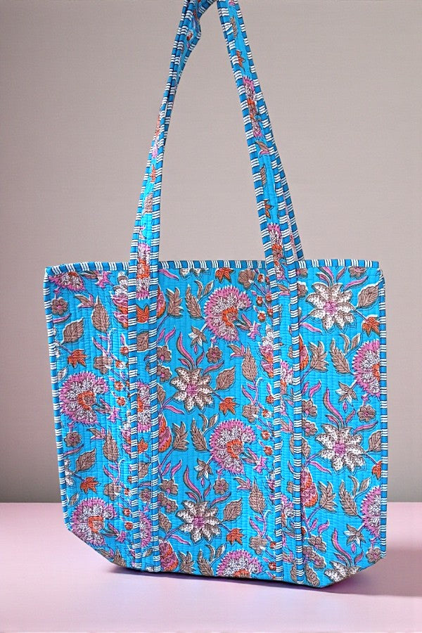 Beck Bright Blue Floral Tote Bag