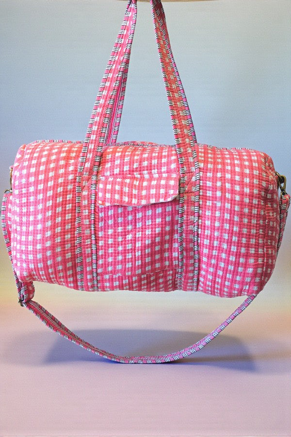 PREORDER Checkmate Pink Gingham Duffel Bag