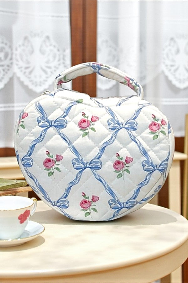 PREORDER Gianna Blue Ribbon Heart Shaped Bag