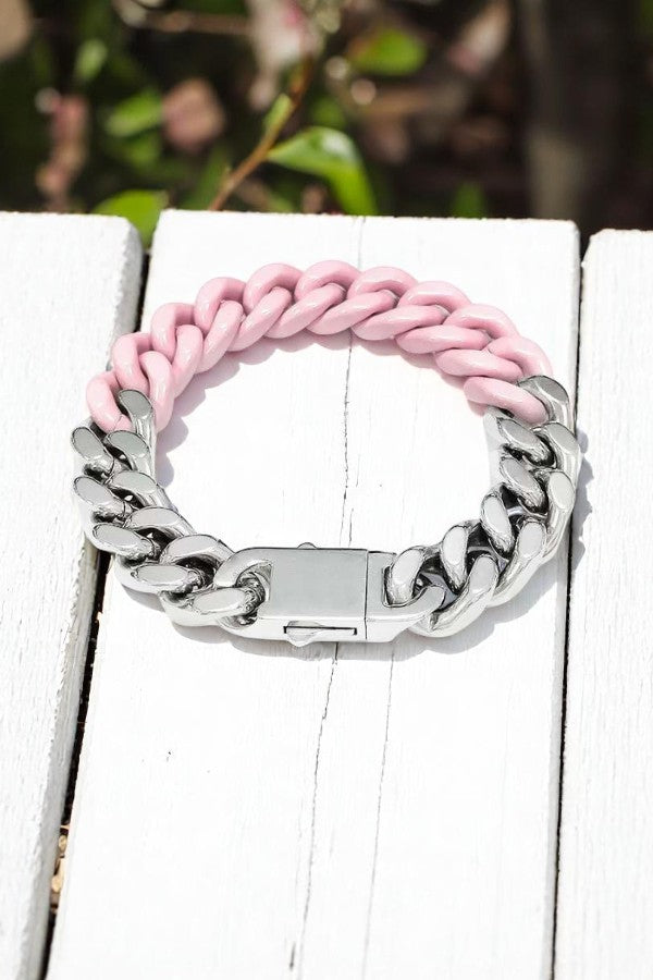 PREORDER Victoria Pink and Silver Link Bracelet