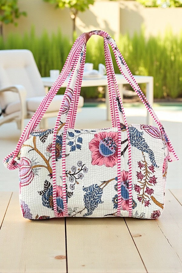 PREORDER Elena Pink Floral Duffel Bag