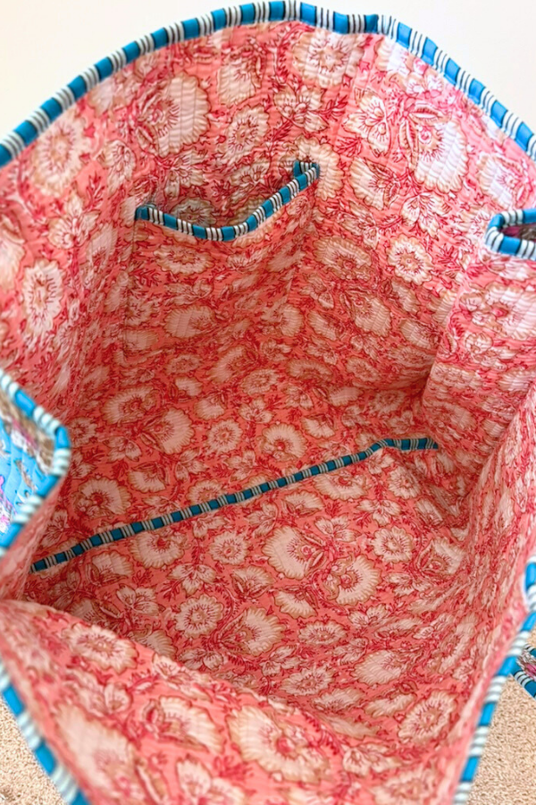 Beck Bright Blue Floral Tote Bag