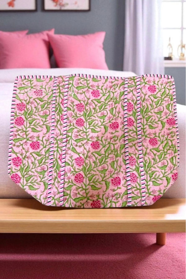 PREORDER Claire Pink Floral Patterned Tote Bag