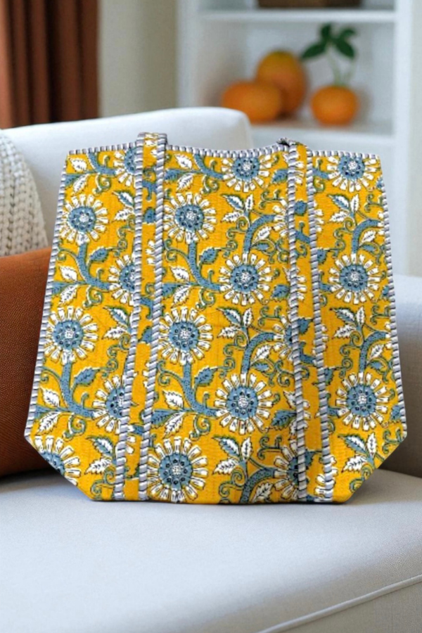 Rourke Yellow Floral Patterned Tote Bag
