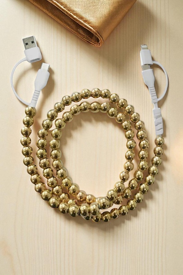PREORDER Updated Gold Beaded Cord Phone Charger