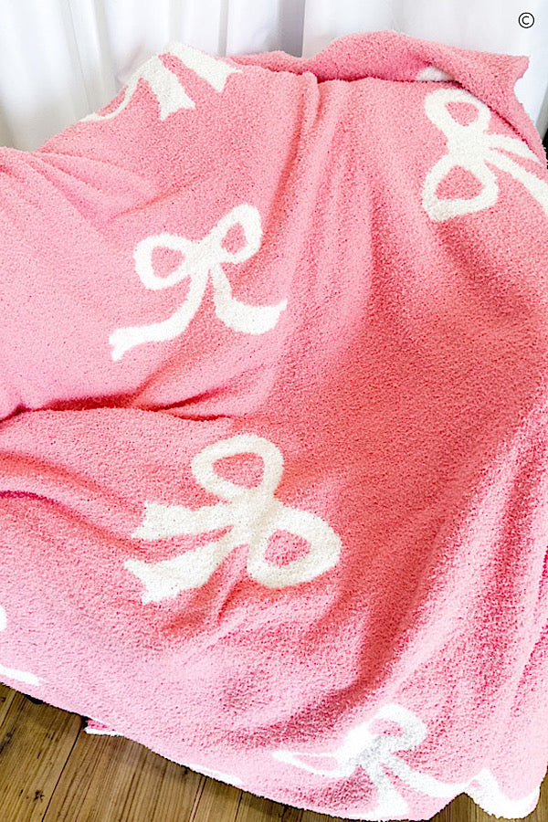 PREORDER Pink and White Bow Luxury Blanket