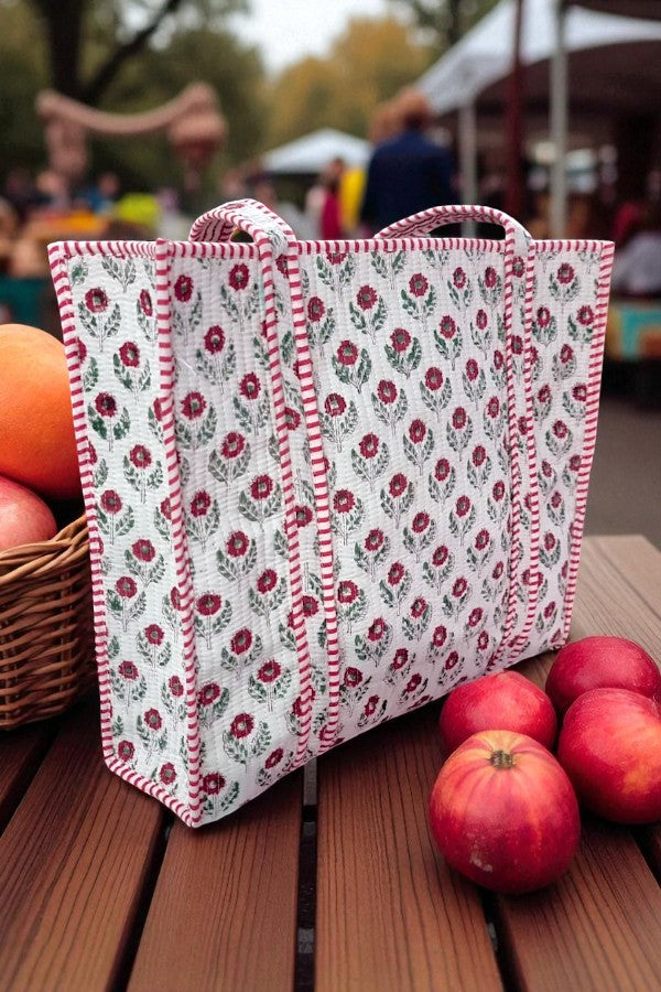 PREORDER Sullivan Red and White Floral Tote Bag