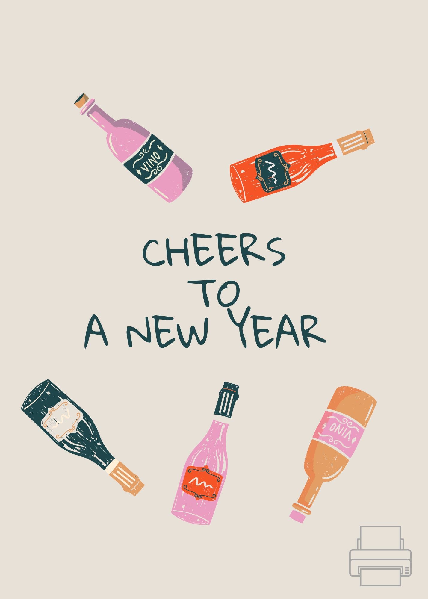 Cheers to a New Year Print 5 x 7