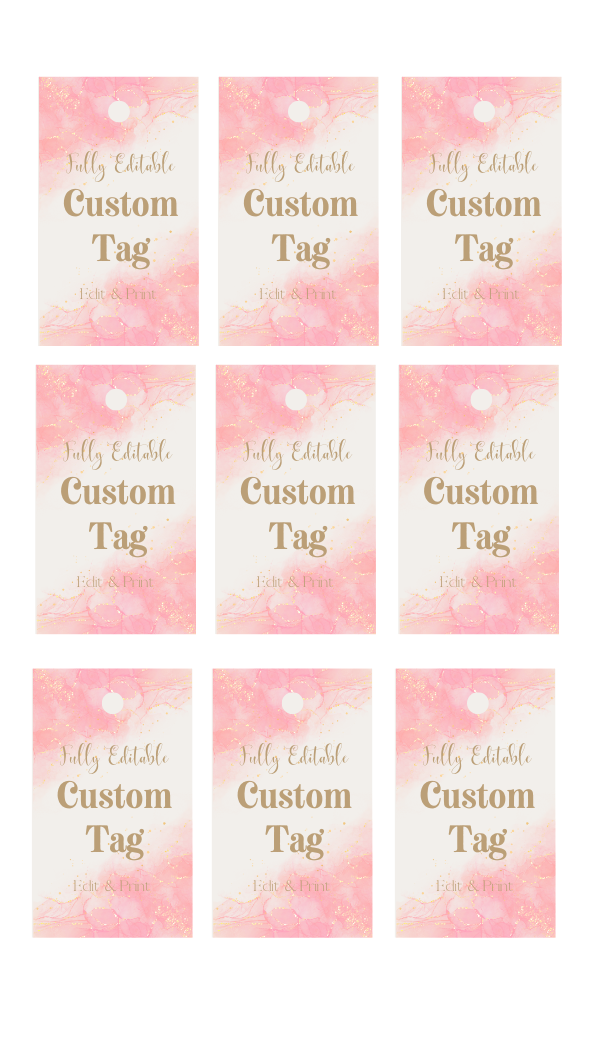 Customizable Pink and Gold Tags