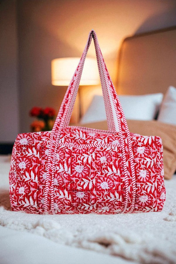 PREORDER Hampton Red Floral Duffle Bag