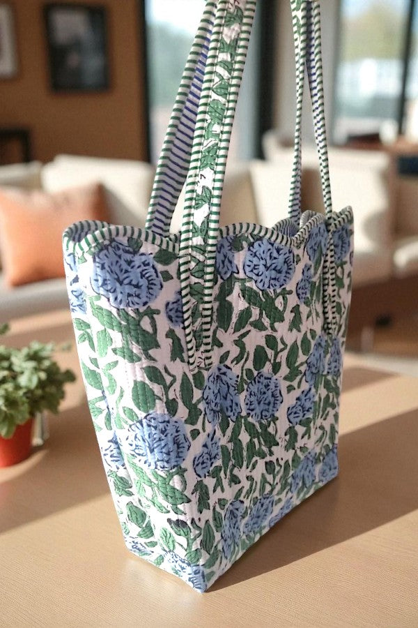PREORDER Wildflower Grove Blue Floral Scalloped Tote Bag