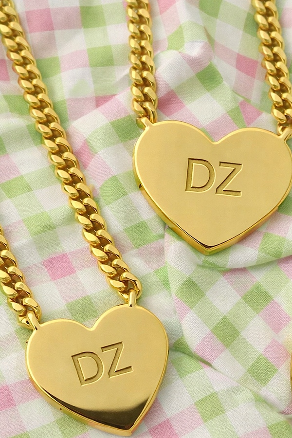 PREORDER Delta Zeta Engraved Gold Heart Necklace