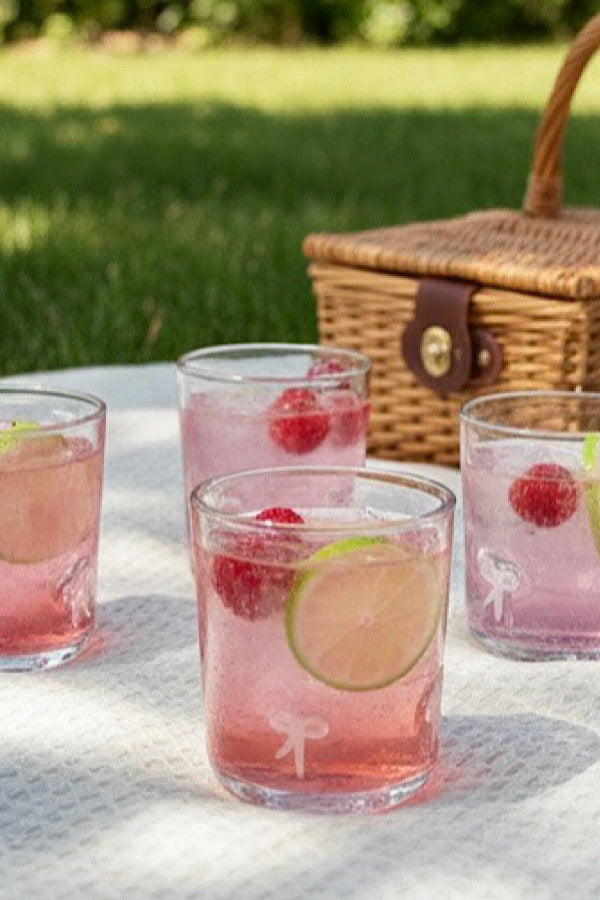 Light Pink Bow Drinking Glass