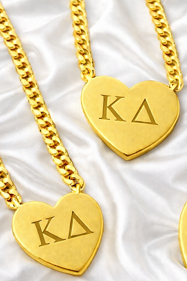 PREORDER Kappa Delta Engraved Gold Heart Necklace