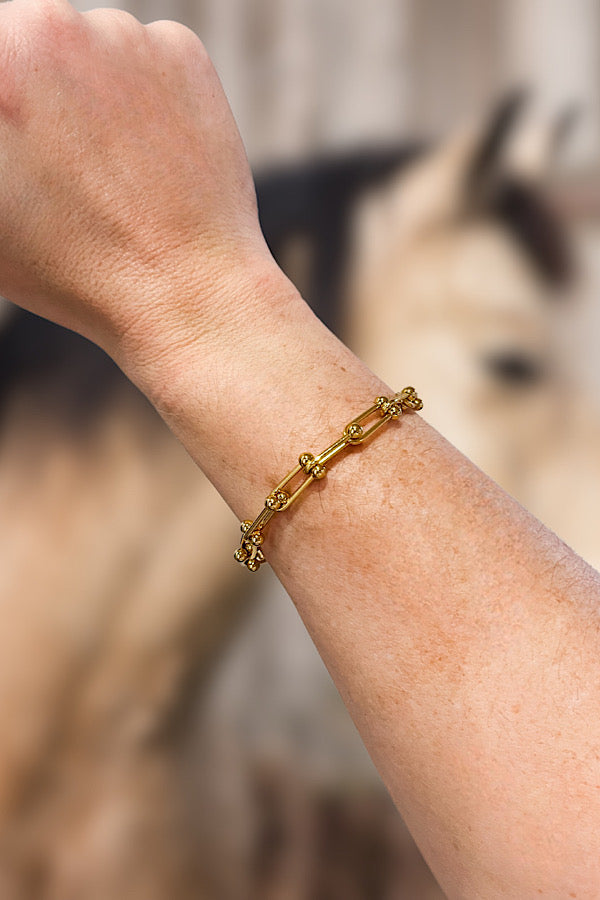 Natural Elements Gold Horseshoe Link Bracelet