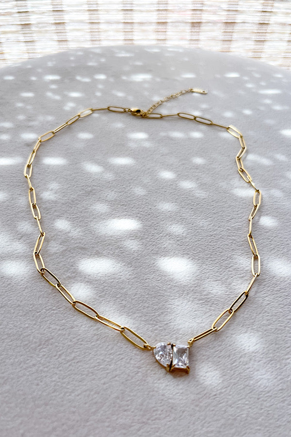 Brianna Gold Two Stone Necklace