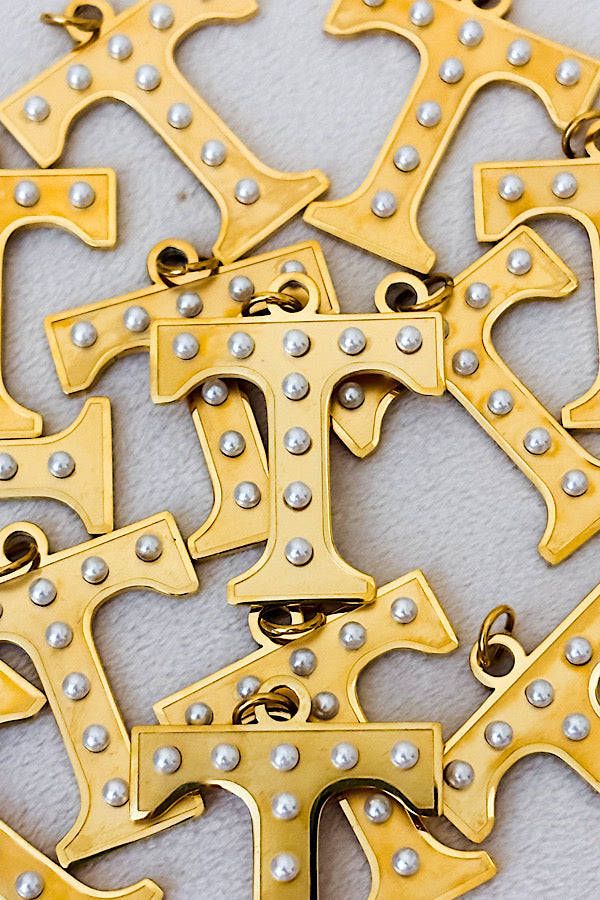 Gold Power-T with Pearls Charm