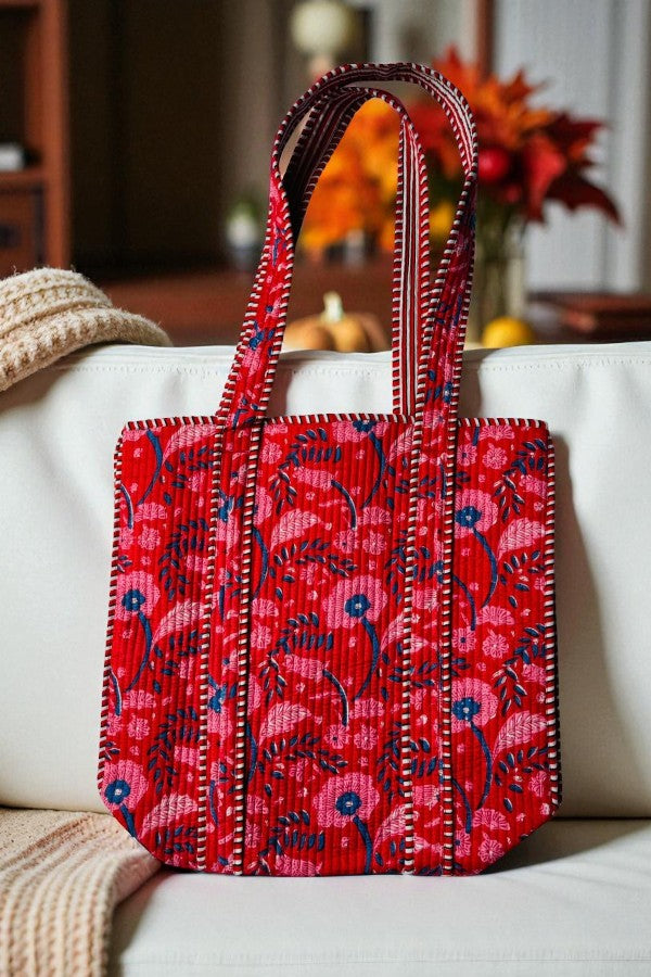 PREORDER Scarlet Blooms Floral Tote Bag