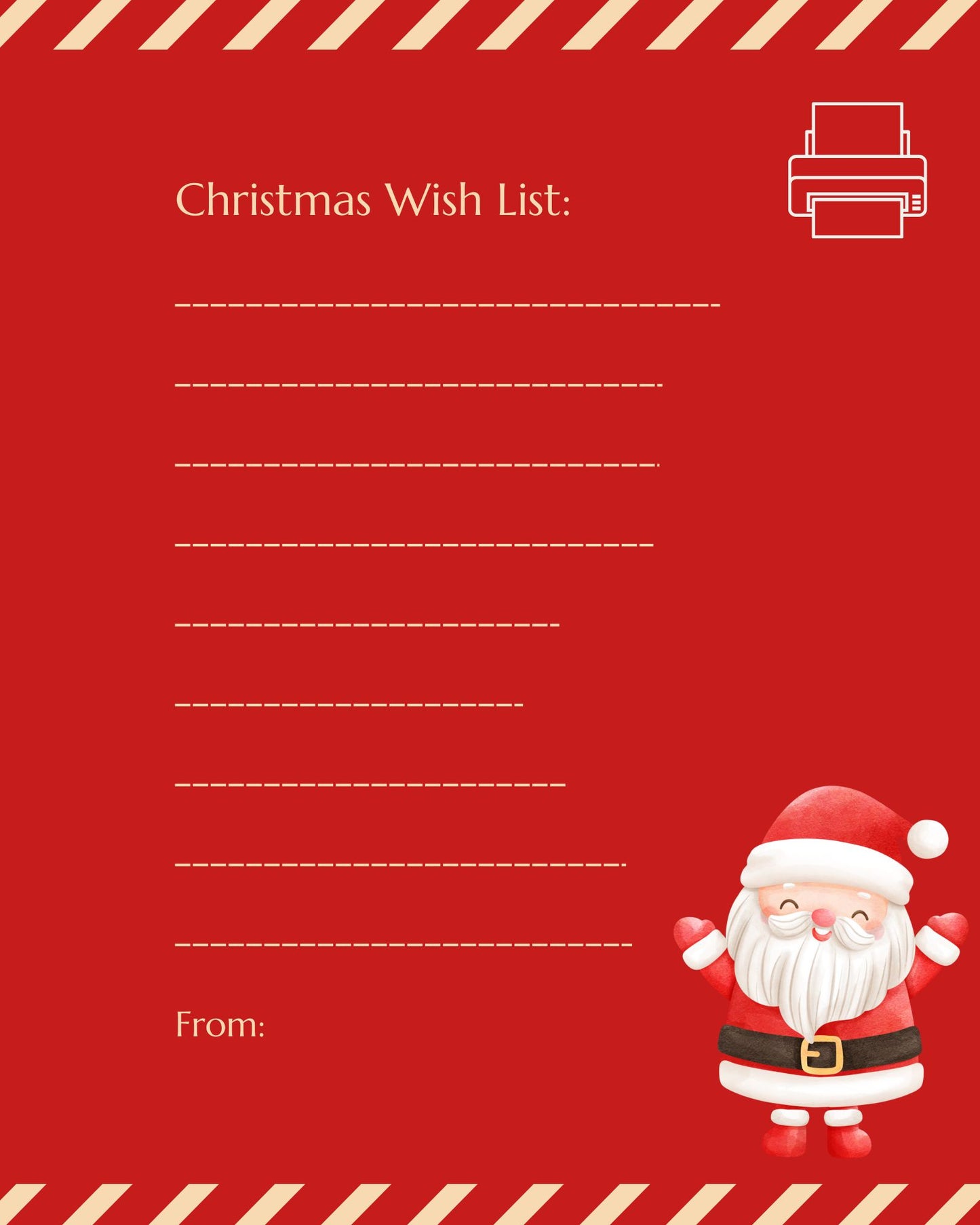 Santa Wish List Print 8 x 10