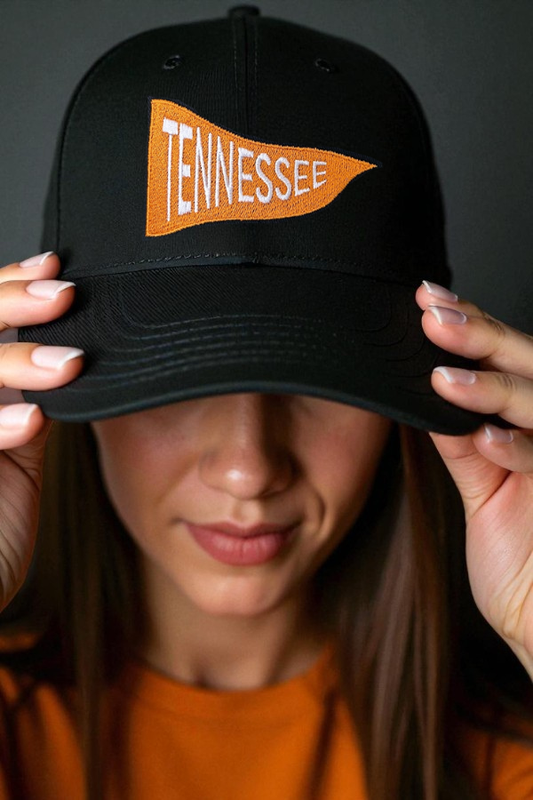Tennessee Banner Black Embroidered Hat
