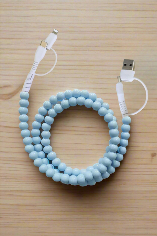 PREORDER Updated Light Blue Beaded Cord Charger