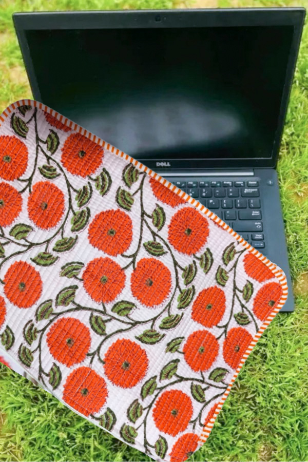 PREORDER Waylon Orange Floral Print Laptop Sleeve