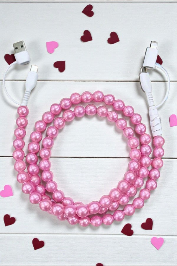 PREORDER Updated Pink Pearl Cord Phone Charger