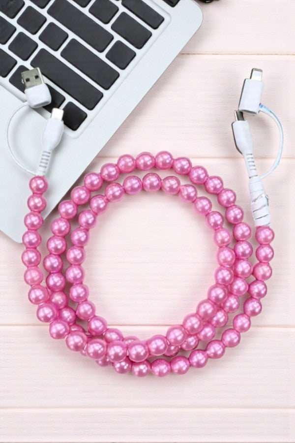 PREORDER Updated Pink Pearl Cord Phone Charger