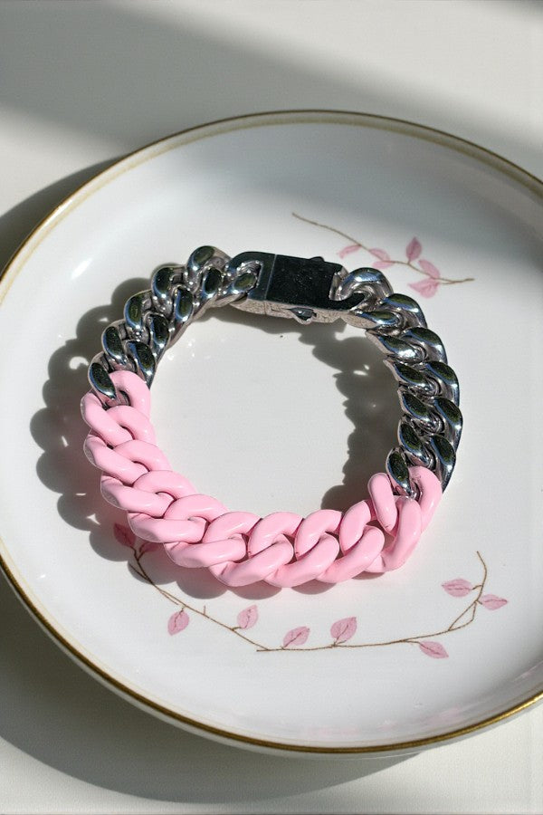 Victoria Pink and Silver Link Bracelet