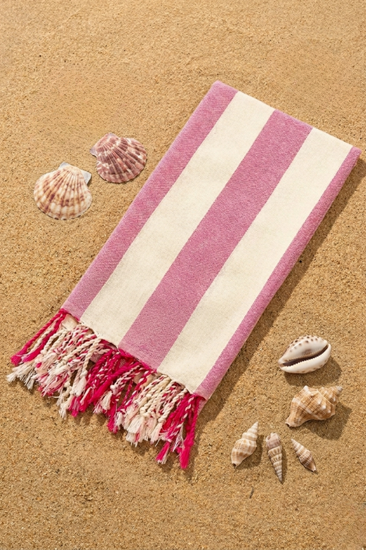 Hot Pink Striped Turkish Beach Towel PREORDER