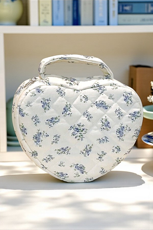 PREORDER Gianna Blue Floral Heart Shaped Bag