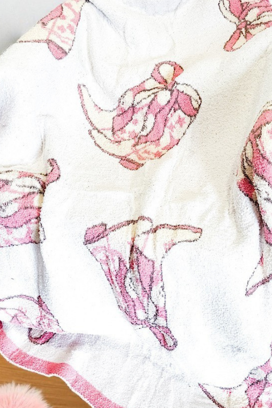 PREORDER Pink Cowgirl Boot Luxury Blanket